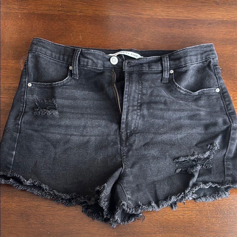 Nasty Gal Distressed Black Jean Shorts